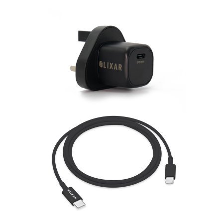 Olixar Basics Black Mini 20W USB-C Charger & 1m USB-C to USB-C Cable